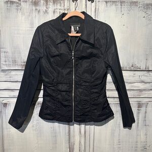 Frank Lyman Women's Ruched Fitted Black Jacket Size 4